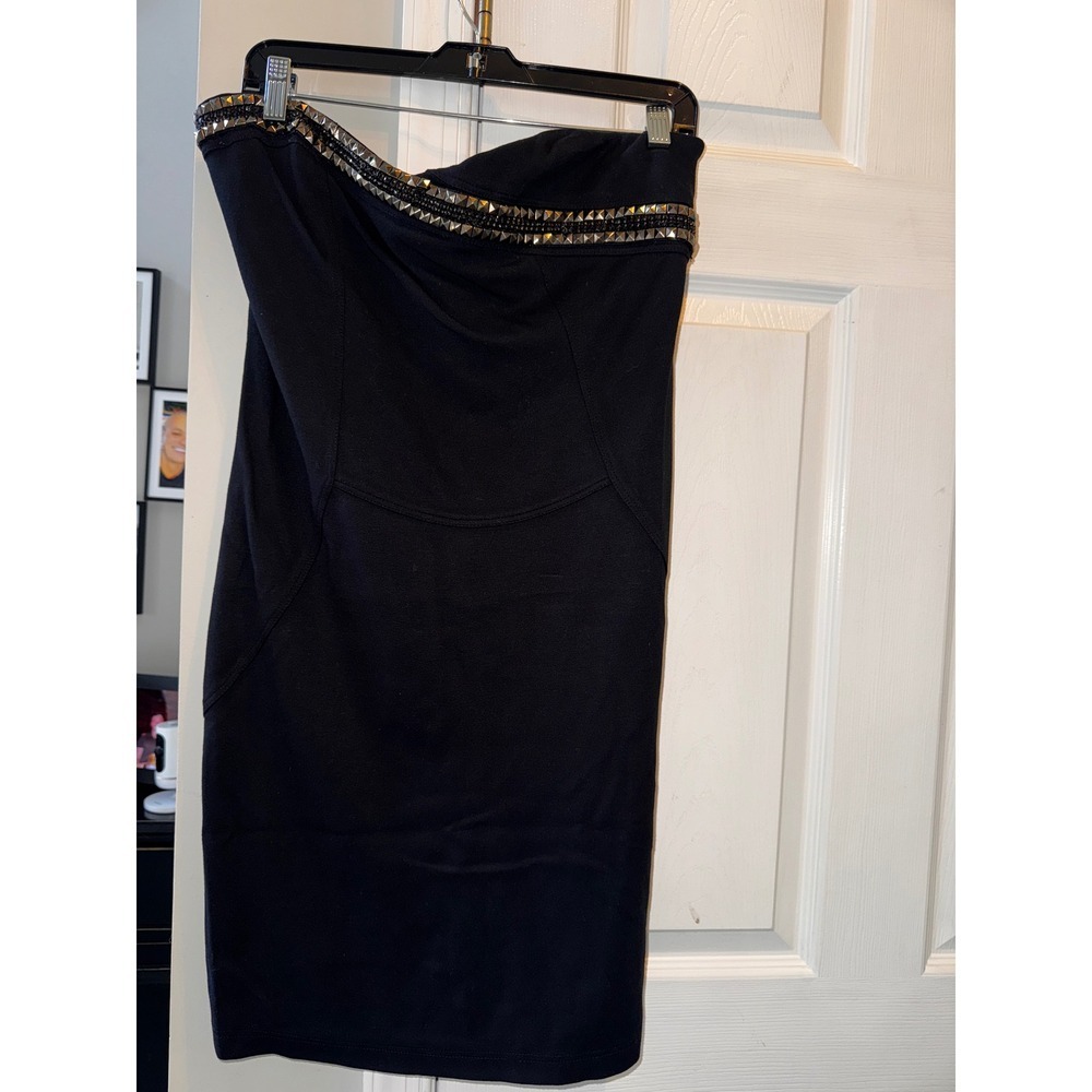 Boston Proper Black Strapless Dress Studded Embellished Party Cocktail L